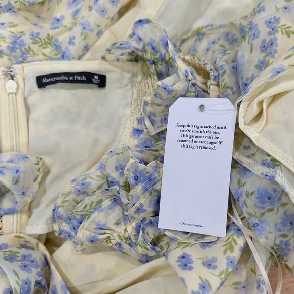 NWT Abercrombie & Fitch Yellow Maxi Dress Ruffle Strap High-Low size medium - Picture 7 of 10
